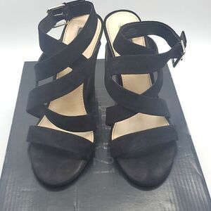 Forever 21 Black Strappy Wedges Size 7.5